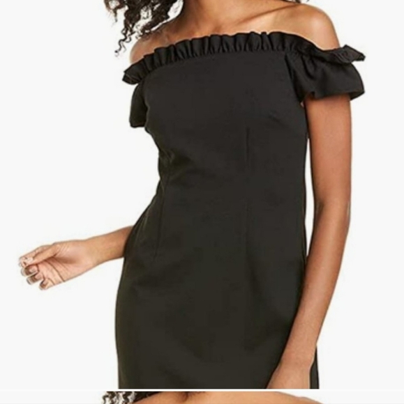 Trina Turk Black Off the Shoulder Ruffled Seek Dress Size 0 NWT - Picture 3 of 5